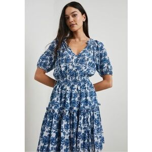 Rails Fiorella Blue Floral Mini Dress Size Large